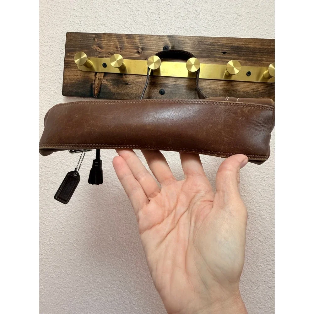 Coach Hampton Demi Baguette East West Brown Leather Vintage Premium Shoulder Bag